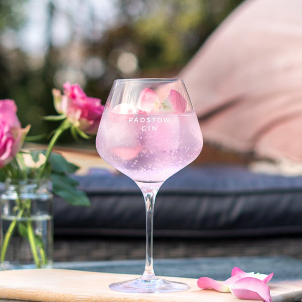 A Gin & Tonic made with Padstow Rose & Black Peppercorn Gin